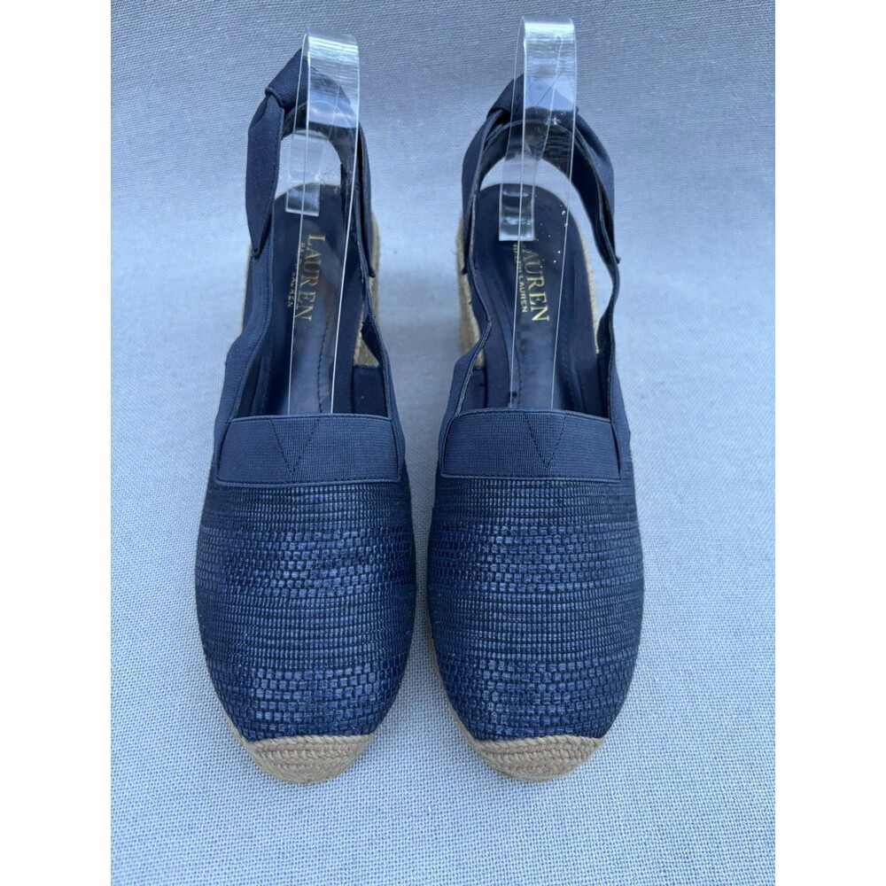 Ralph Lauren Penelope Espadrille Wedge Slingback, Navy Sz 8.5